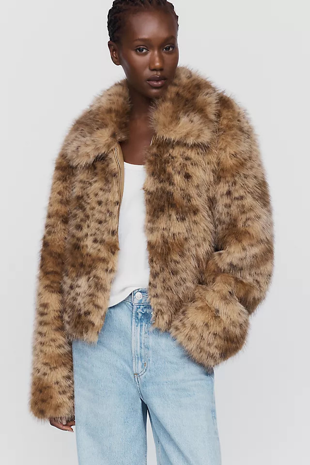 @merricksart x Anthropologie Cropped Faux Fur Coat | Anthropologie (US)