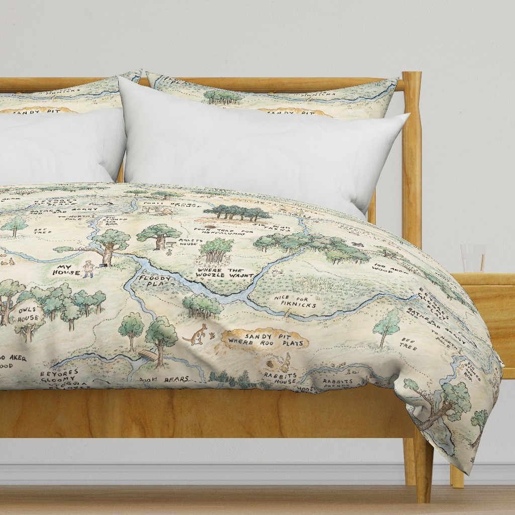 100 Acre Woods Map Winnie-the-Pooh Classic Original Duvet Cover | Spoonflower | Spoonflower