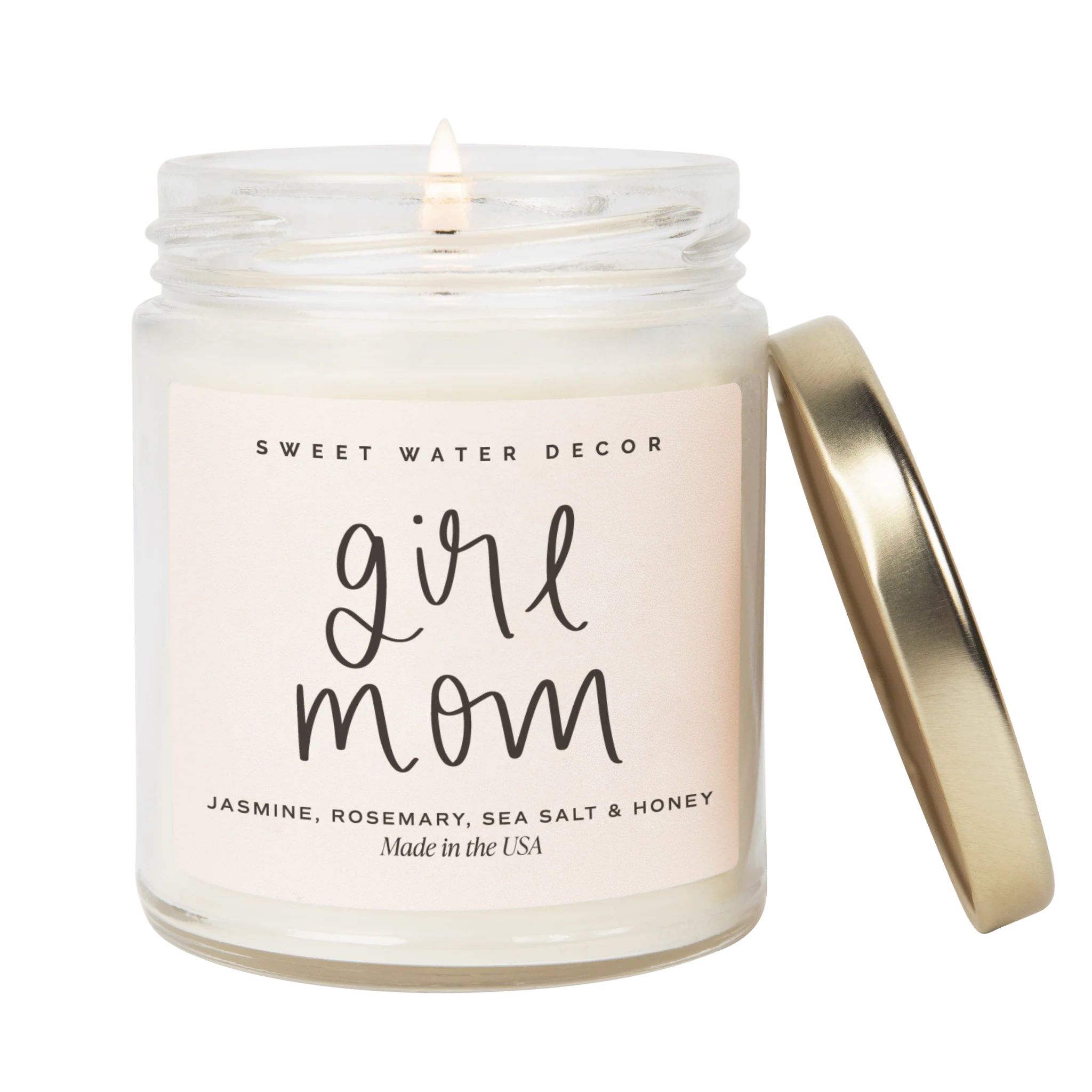 Girl Mom Soy Candle - Clear Jar - 9 oz (Wildflowers and Salt) | Sweet Water Decor, LLC