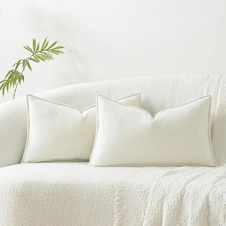 Sanmetex Decorative Chenille Lumbar Throw Pillow Covers 12x20 Set of 2， Soft Velvet Pillow Case... | Amazon (US)