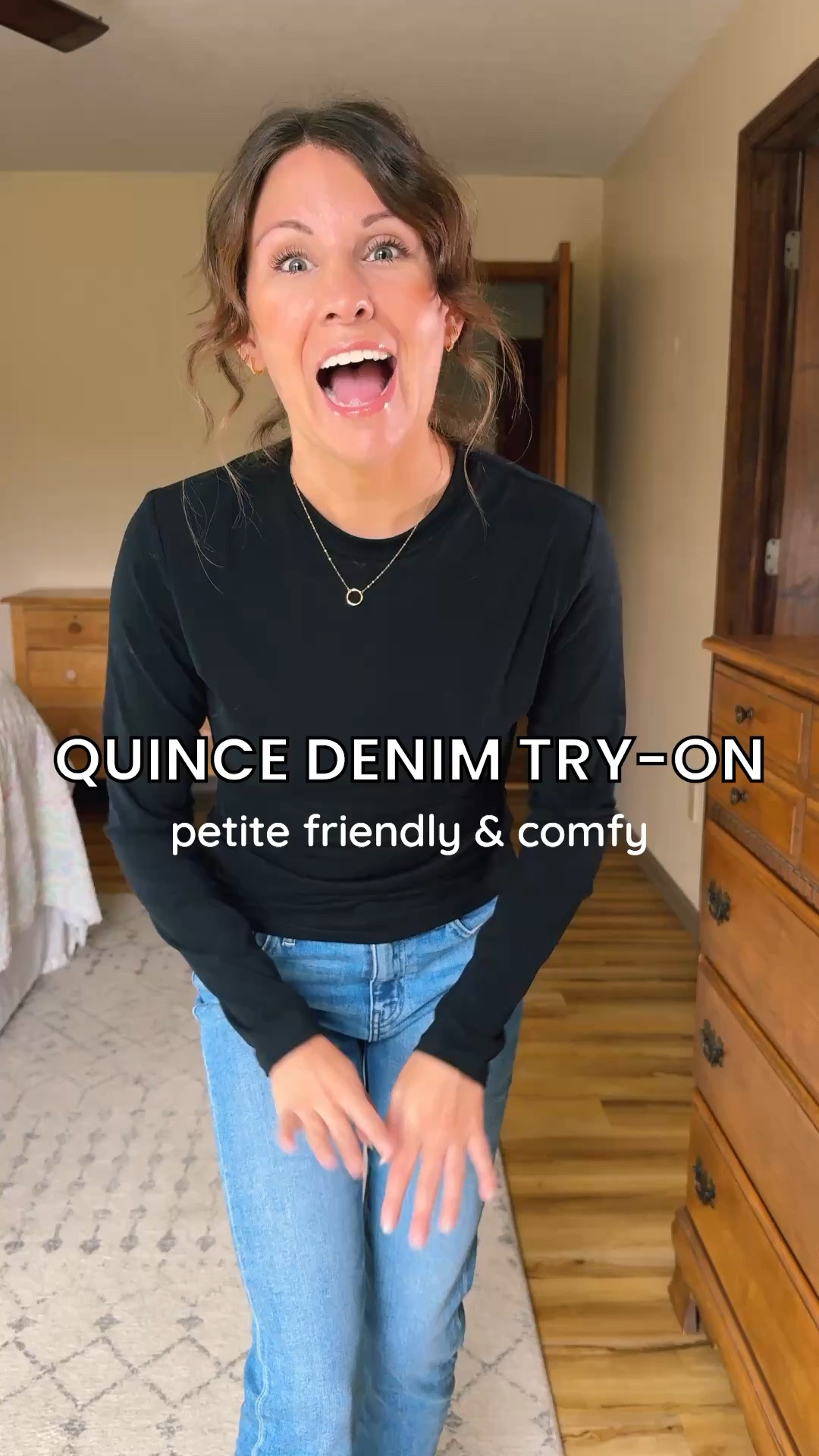 Quince denim try on:

1. Luna Stretch Slim Straight Jeans— wearing size 25 in the 26” inseam here but reordering in 24 instead because they stretch with wear (so comfy though!)

 2. Bella Stretch Patch Pocket Wide Leg Jeans—wearing size 24 inseam the 26” inseam and LOVE how they fit

3. Bella Stretch Straight Jeans—wearing size 24 in the 26” inseam and love the fit and how comfy they are! 

4.,Bella Stretch Relaxed Straight Jeans—wearing size 24 in the 28” inseam (I previously thought these were the 26” inseam but after trying on all the other jeans, I realized that they accidentally sent me the 28”. I like the longer length but I may also try the 26” and see if they’re more of a straight fit instead of a flare)

Check out the blog post titled, “Affordable Denim Review: Quince Jeans Try-On, Sizing, and Favorite Styles” on Marissawearsanoutfit.com for all the written details and fit!  


#LTKPetite #LTKStyleTip #LTKFindsUnder50