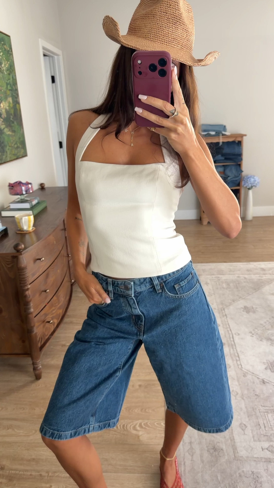 Spring outfit! S top and 26 in jorts and sized down 1.5 in flats 

#LTKspring #LTKspringtrends #LTKootd