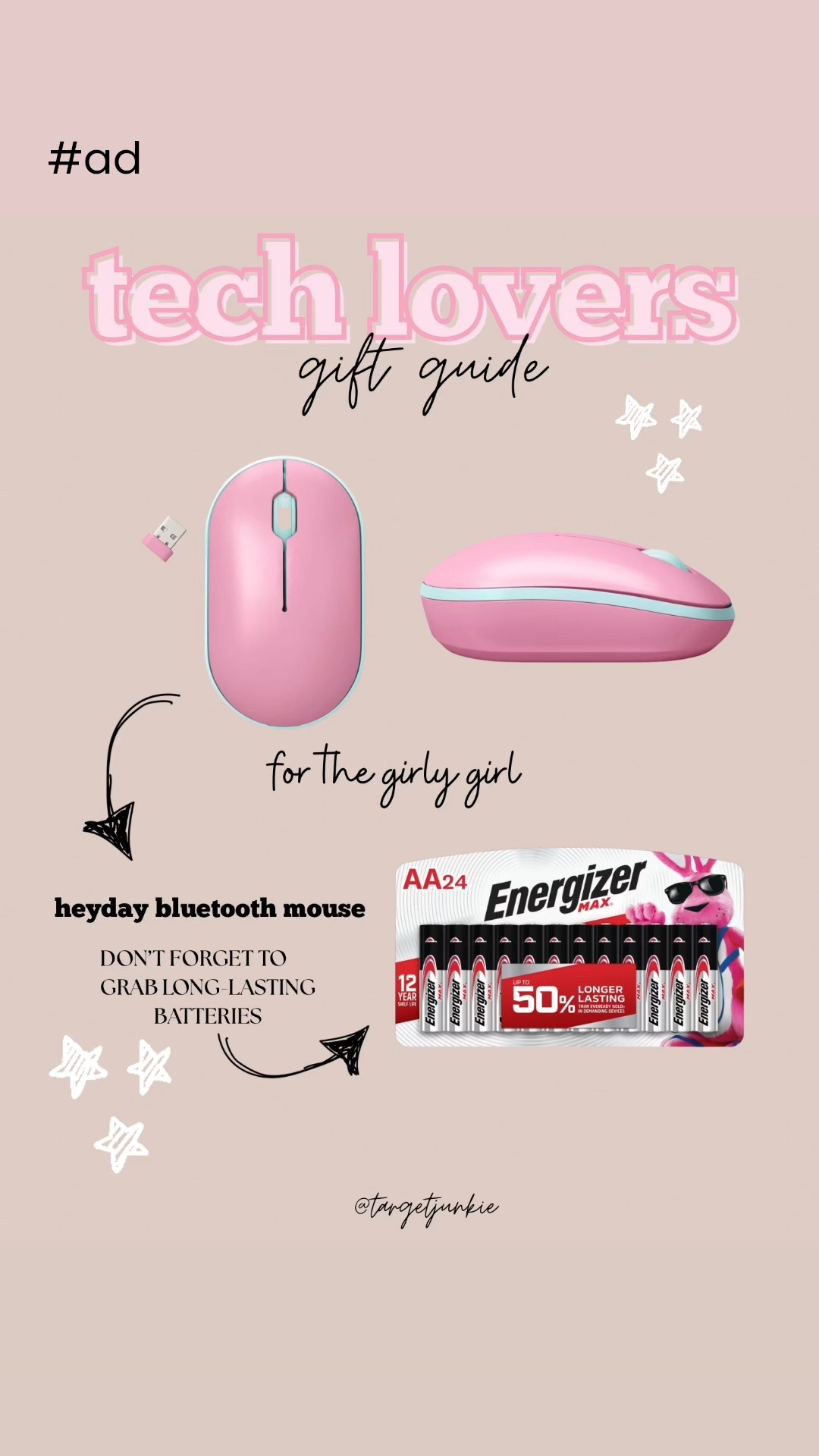 #ad Here’s a cute and easy gift idea for the girly girl on your list! This wireless mouse is so much fun and don’t forget to add those Energizer batteries too!

 #TargetPartner #TargetTopTech #TopTech #Holidaygifts


#LTKGiftGuide #LTKHome