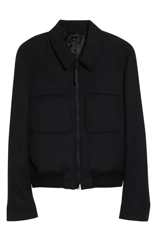 TOM FORD Lacquered Wool & Silk Tricotine Battle Jacket in Black at Nordstrom, Size 44 Us | Nordstrom