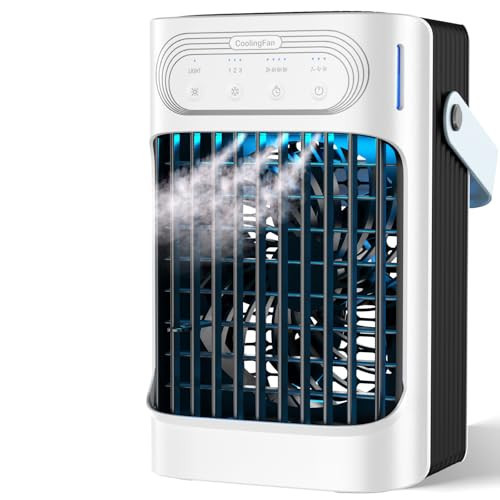 Portable Air Conditioners Cooling Fan, 800ml Mini Air Conditioner Portable AC Unit with 3 Cool Mist & Speeds, 7 Night Light & 2-8H Timer, Personal Air Cooler for Bedroom Office Camping | Amazon (US)