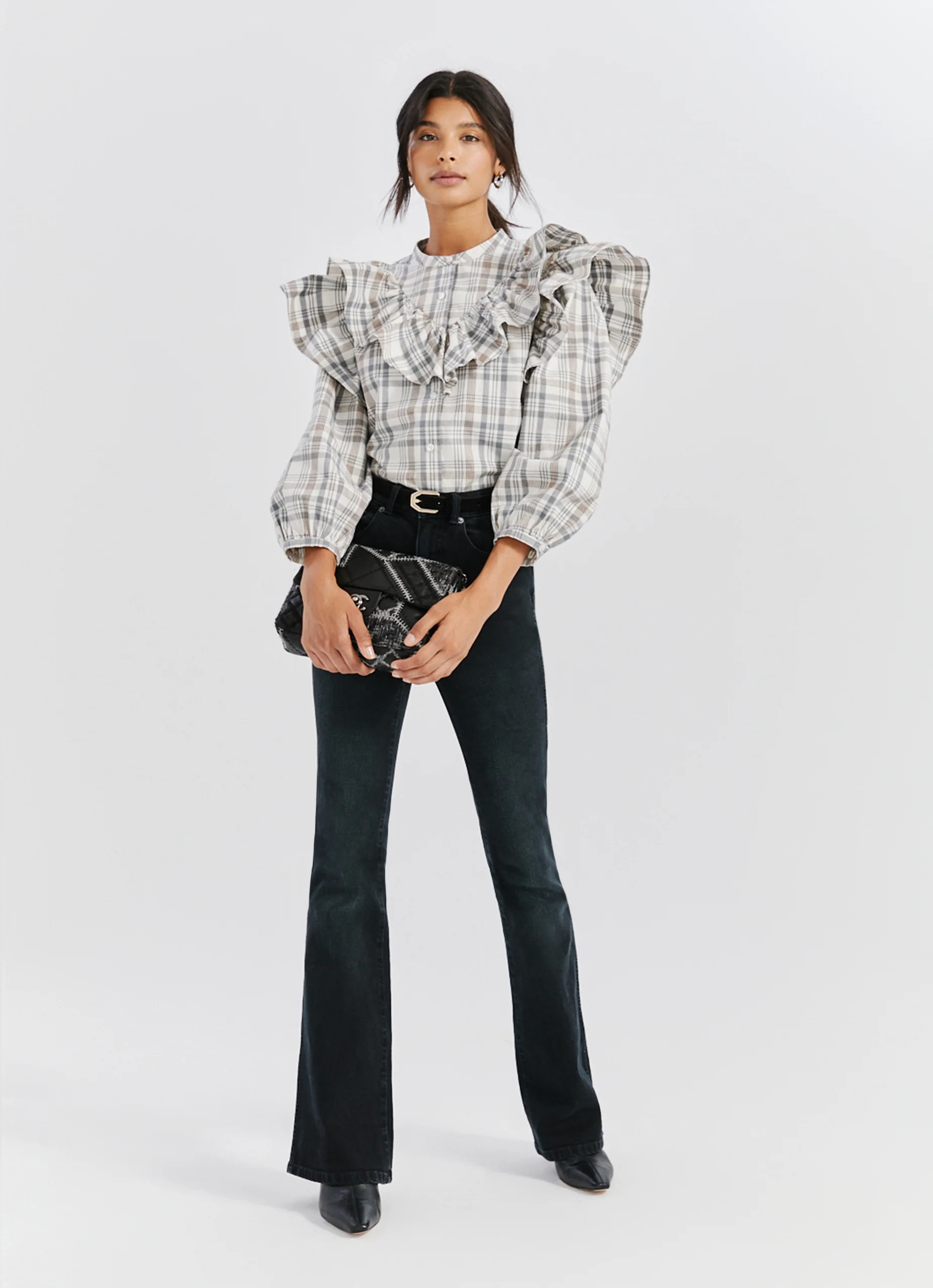 Plaid Ruffle Blouse | Something Navy