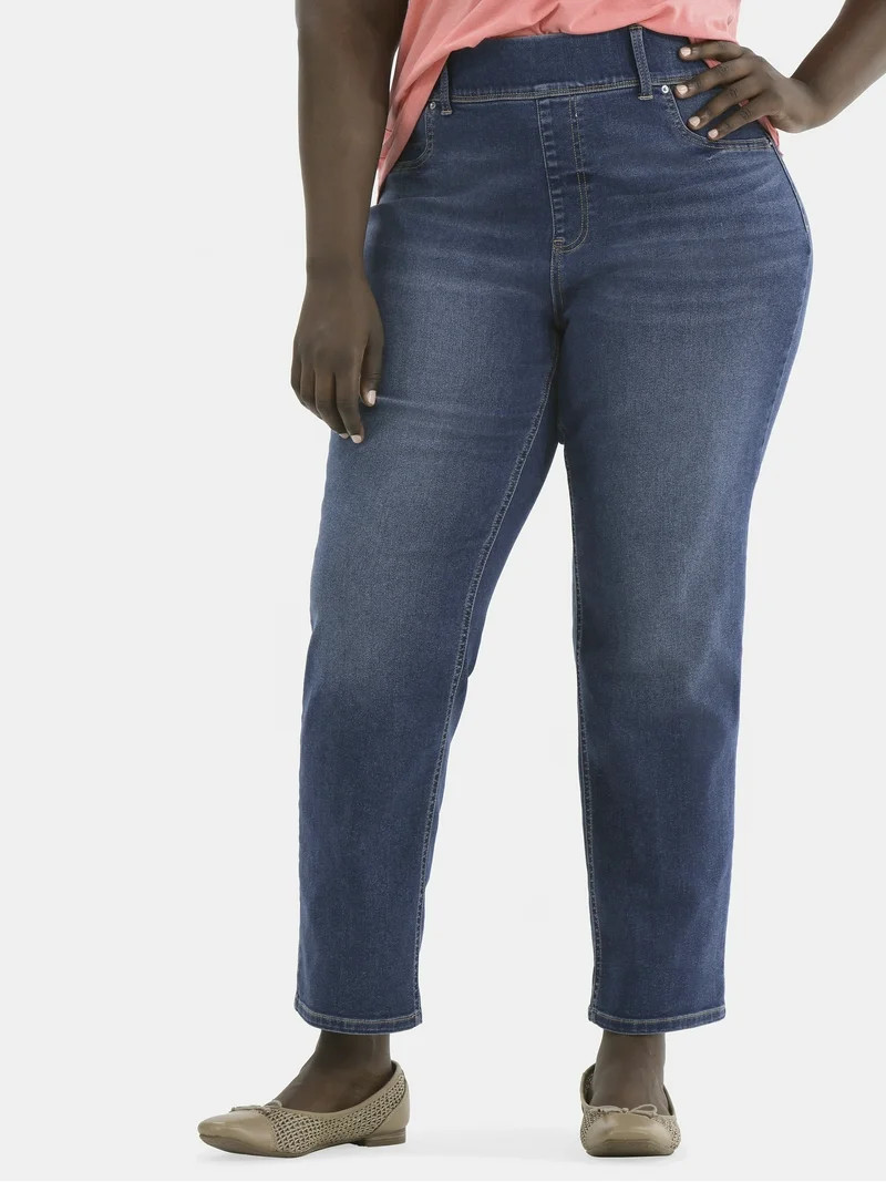 Terra & Sky Women's Plus High Rise Straight Leg Jeggings, 29" Inseam, Sizes 0X-4X | Walmart (US)