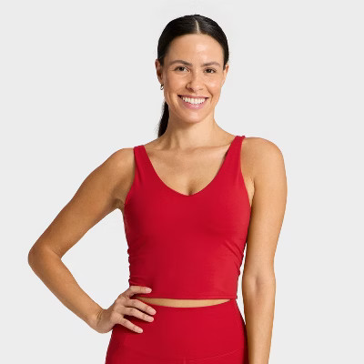 Women's Flex V-Neck Cropped Sports Bra - All In Motion™ | Target