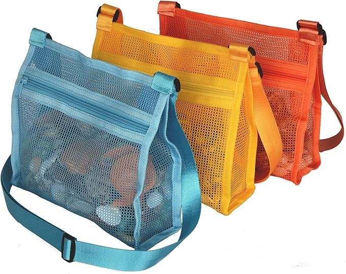MUYIZI Beach Mesh Bag Beach Shell Bags for Holding Beach Shell ,Toys (Blue&Yellow&Orange，3pack)... | Amazon (US)