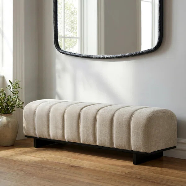 Nolyn Modern Upholstered Dining Bench with Rubber Wood Legs and Channel Tufting | Wayfair North America