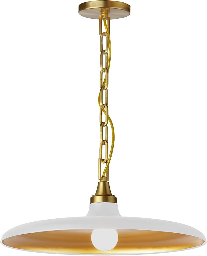 Dainolite Quentin 1 Light Pendant - 18" - Matte White/Gold Shade | Amazon (US)