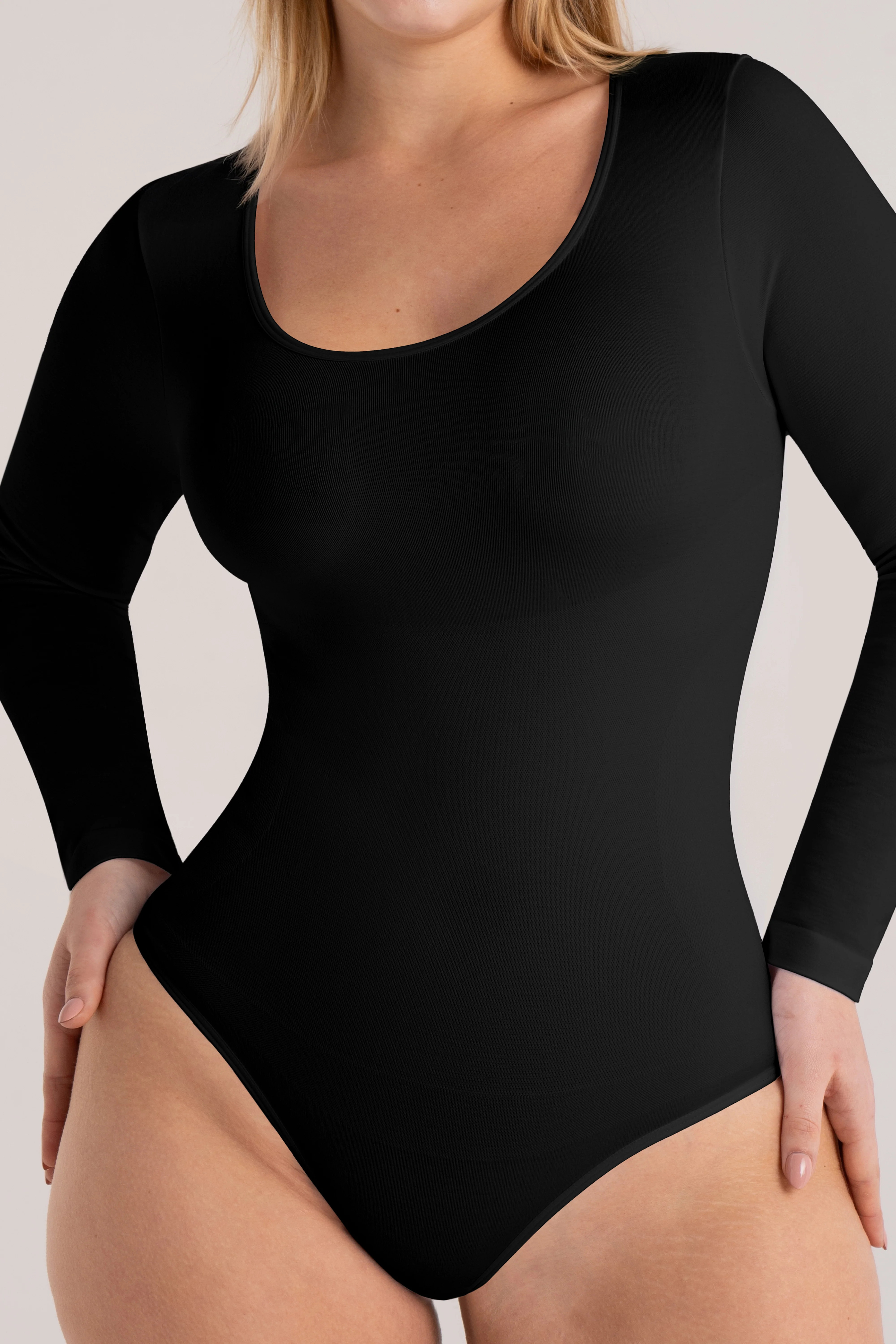 Shapermint Essentials All Day Every Day Long Sleeve Bodysuit Shapewear Black S | Shapermint