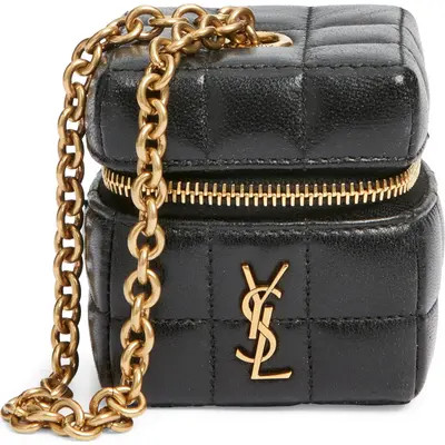 Saint Laurent Mini Cassandre Matelassé Carré Leather Wristlet in Cream Soft at Nordstrom | Nordstrom