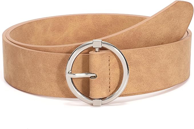XZQTIVE Women Belts for Jeans Dress Casual Women Leather Belts with O-Ring Buckle 1.42" Width Plu... | Amazon (US)