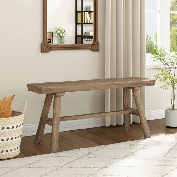 39" Farmhouse Solid Wood Dining Bench, Narrow Entryway Bench Seating for Living Room Bedroom Indo... | Walmart (US)