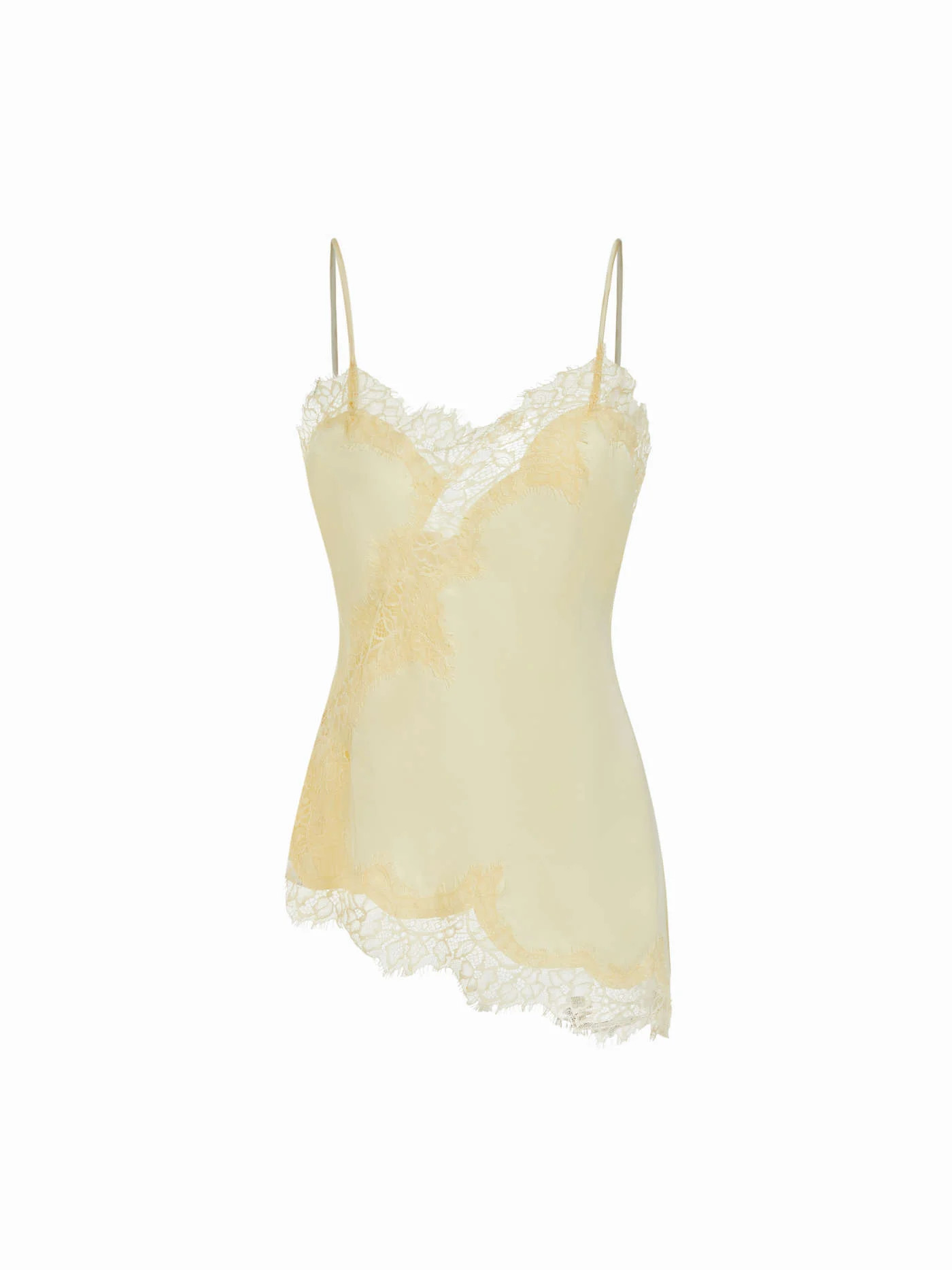 Satin Satin V-neck Floral Lace Lettuce Trim Cami Blouse For Daily Casual | Cider