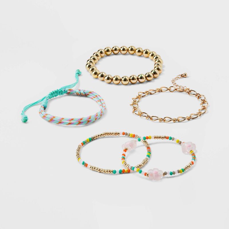 Corded with Mixed Seed Bead and Flower Bracelet Set 5pc - Wild Fable™ | Target
