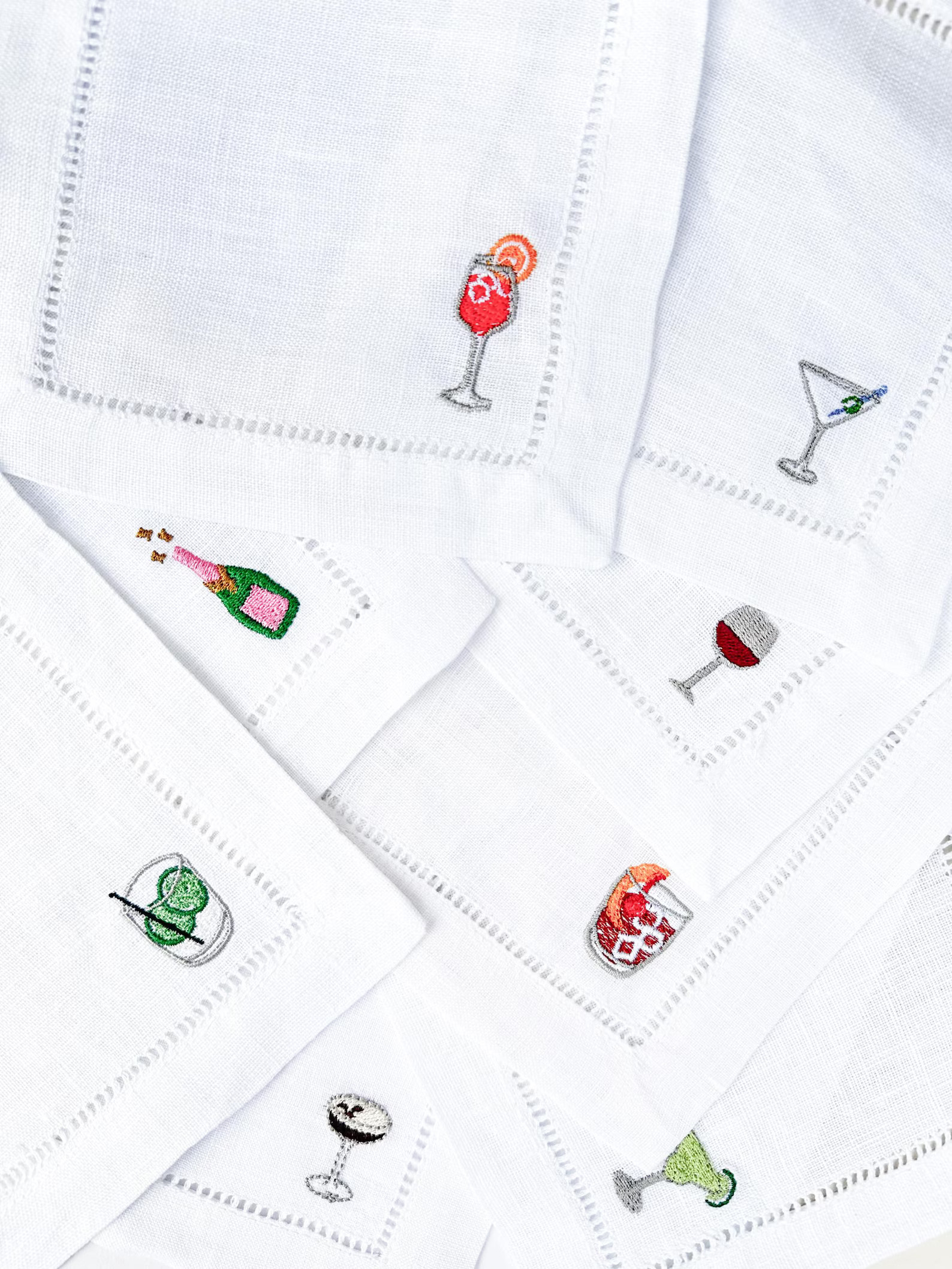 Personalized Embroidered Linen Cocktail Napkin With Custom Names and Fun Icons - Etsy | Etsy (US)