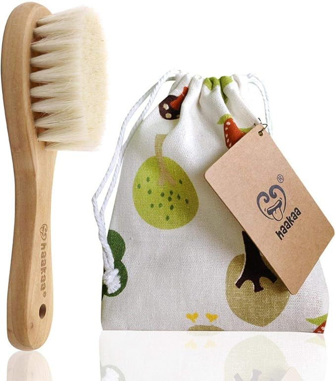 Haakaa Wooden Baby Hair Brush for Newborns and Toddlers Baby Brush Natural Soft Goat Bristles Hai... | Amazon (US)
