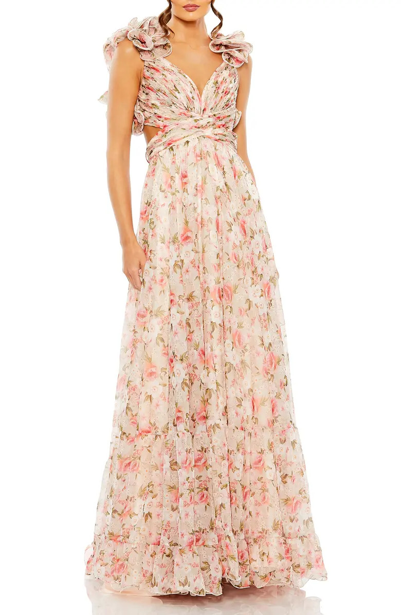 Mac Duggal Floral Ruffle Cutout Gown | Nordstrom | Nordstrom