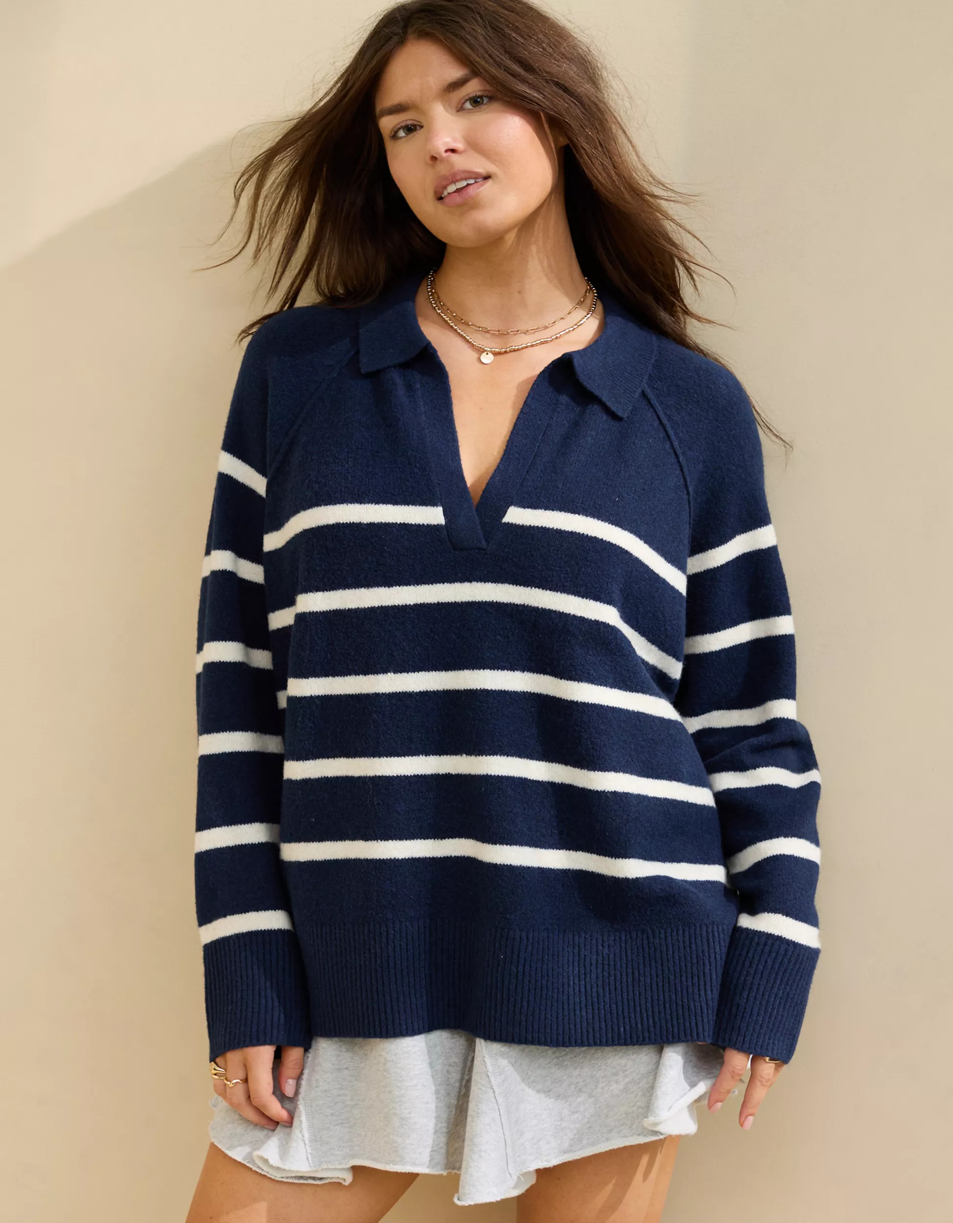 Aerie Unreal Polo Sweater | Aerie