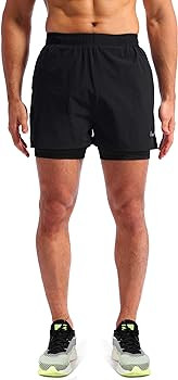 Pudolla Men’s 2 in 1 Running Shorts 5" Quick Dry Gym Athletic Workout Shorts for Men with Phone... | Amazon (US)