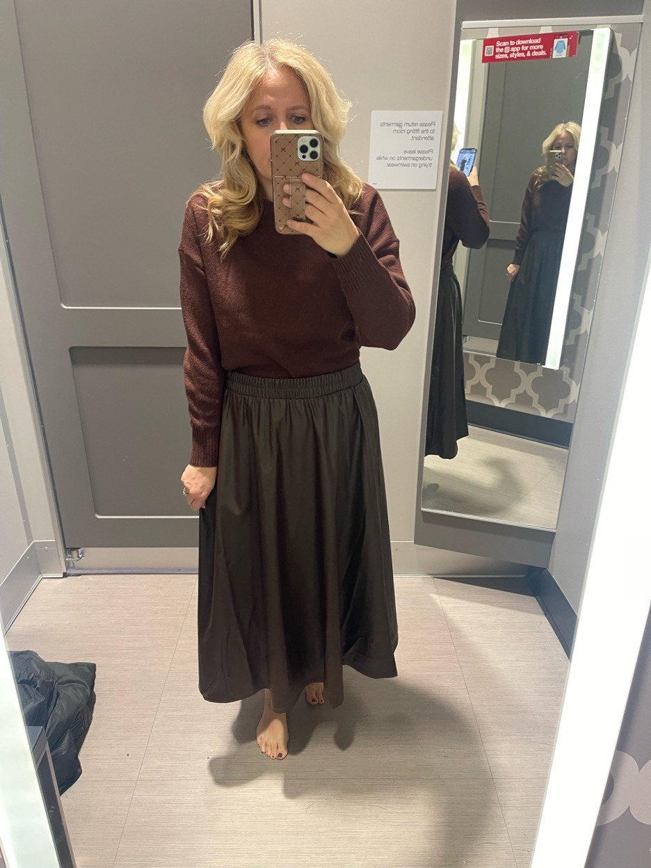 Target Faux brown leather skirt and brown sweater for the holidays 

#LTKSaleAlert #LTKHoliday #LTKPetite