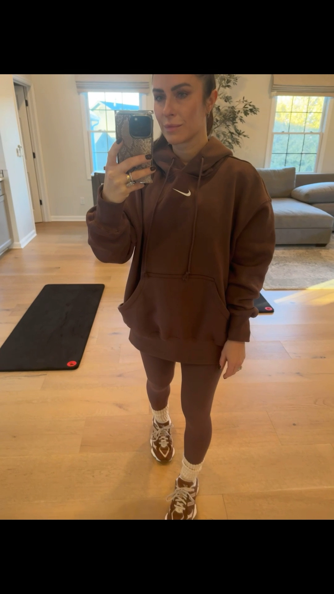 🤎 The comfiest and cutest Nike set! Perfect for running errands, lounging around the house, or working out. Also, I am obsessed with these New Balance (teddy bear like) shoes! Wearing: Small in Nike and TTS 7 in New Balance.

#LTKootd #LTKOver40 #LTKActive