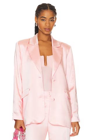 Good American Satin Blazer in Bubble Pink003 from Revolve.com | Revolve Clothing (Global)