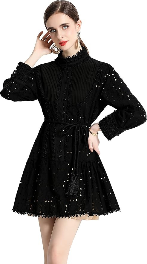 LAI MENG FIVE CATS Women's Summer Puff Sleeve V-Neck Floral Print Casual Swing Mini Dress | Amazon (US)