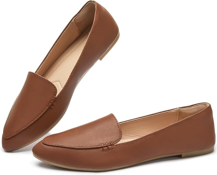 FINIWOR Loafers for Women Flats Shoes Women Pointed Toe Dress Shoes Comfortable Memory Foam Penny... | Amazon (US)