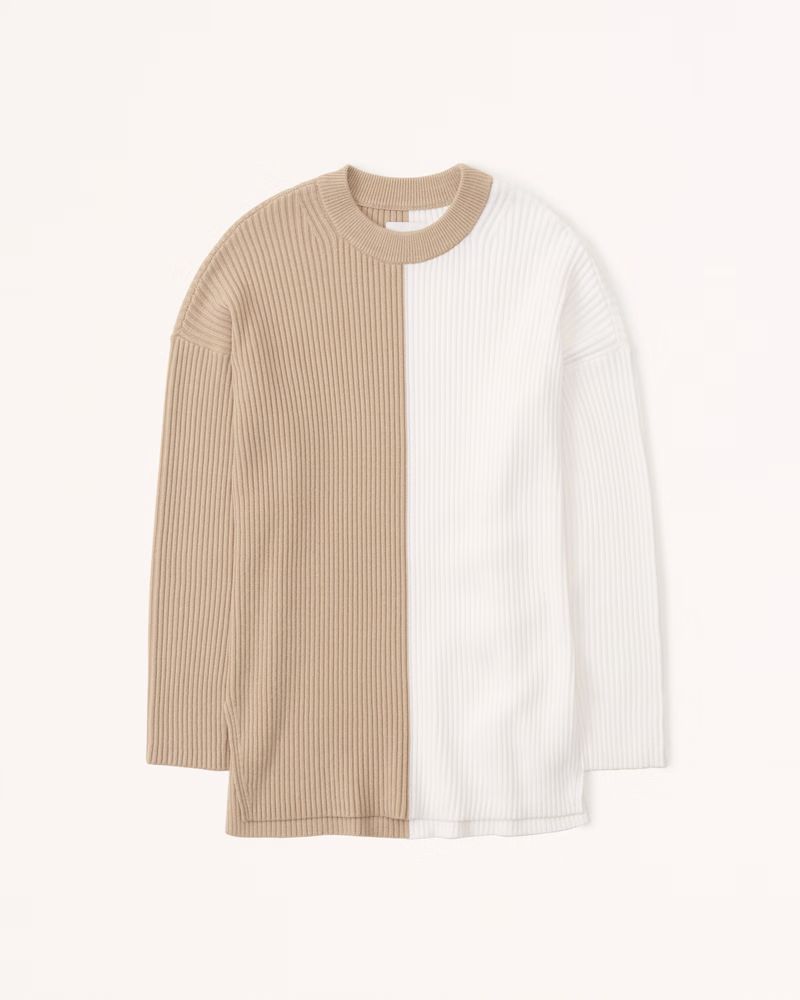 LuxeLoft Oversized Spliced Crew Sweater | Abercrombie & Fitch (US)