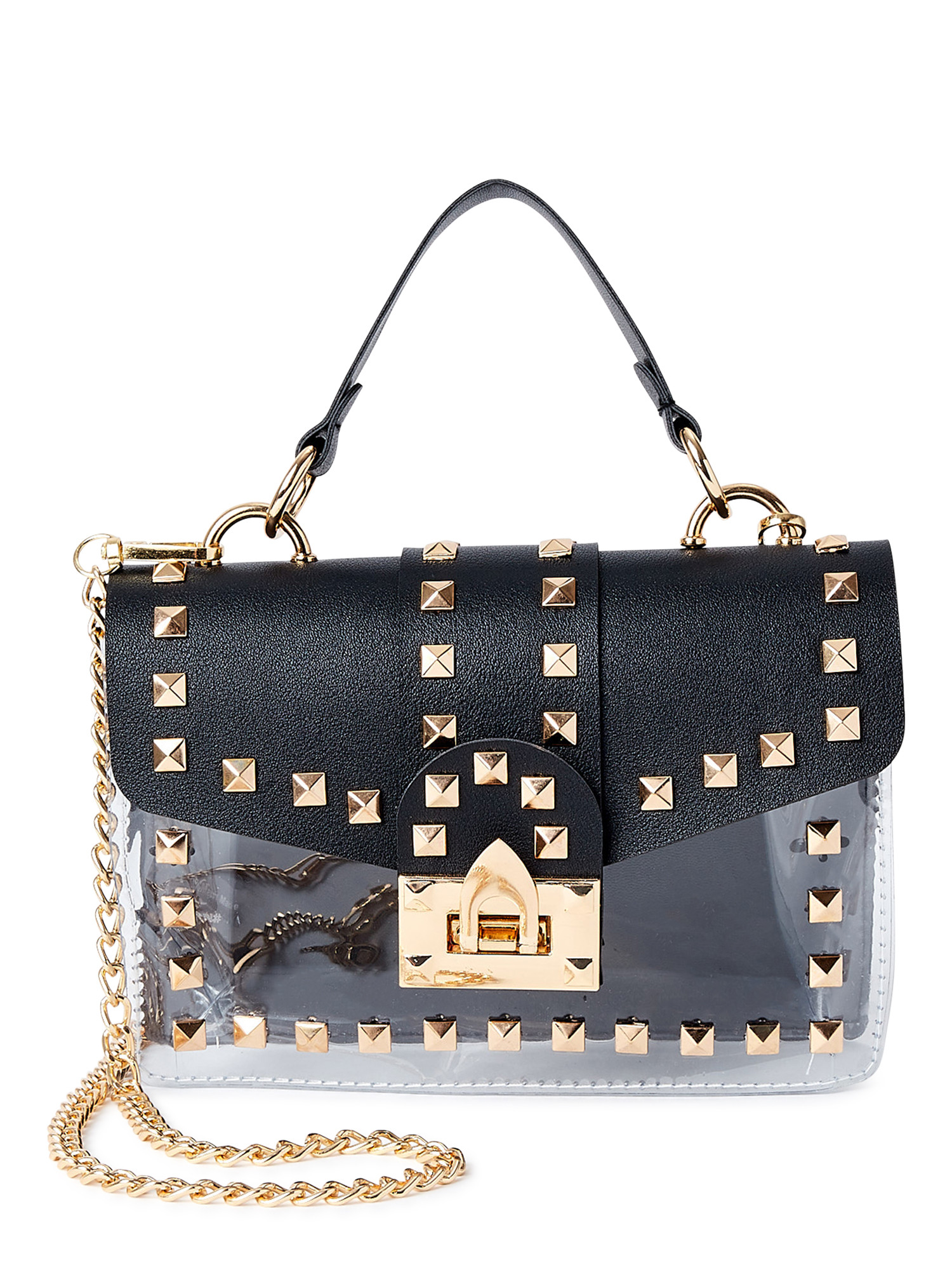 Jane & Berry Women's Top Handle Crossbody Handbag Black and Clear | Walmart (US)