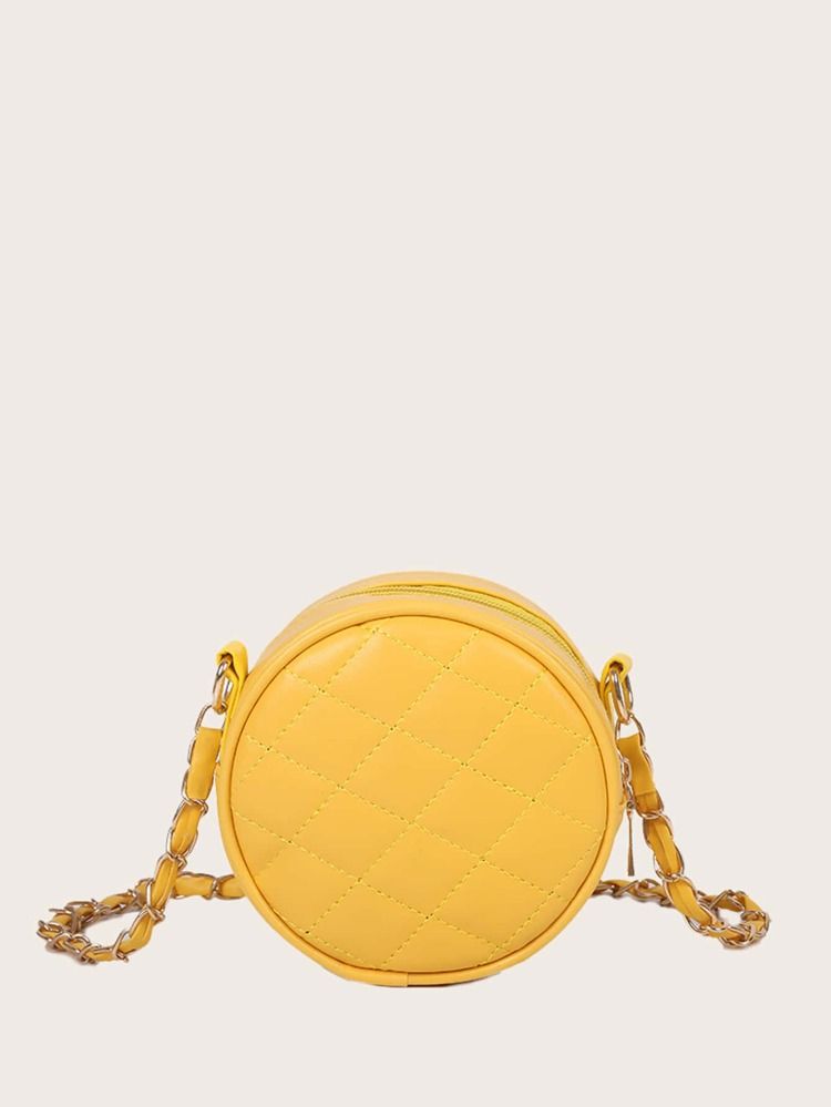 Mini Quilted Round Shaped Crossbody Bag | SHEIN