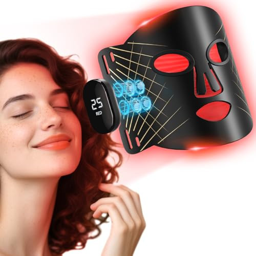 Red Light Therapy for Face, 4 Modes Cordless Face Mask Light Therapy, 2000mAh Rechargeable & 400 LEDs Infrared & Red Light Masks, Facial Fit, Led Light Therapy Skin Care at Home | Amazon (US)