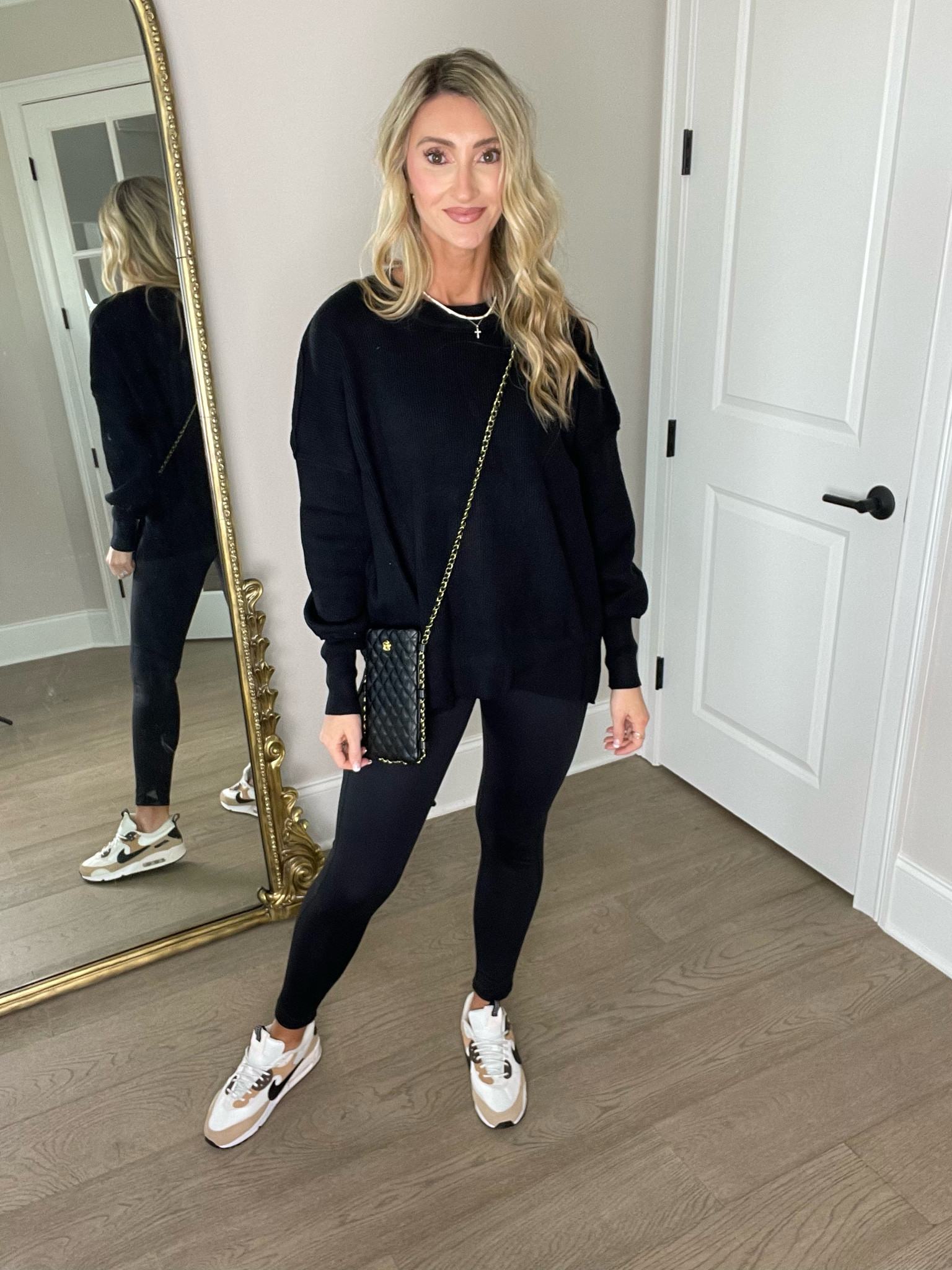 Comfy Nikes. Free people look for less top. I get size M. Cute with leggings or jeans. Casual outfit. Comfy outfit. Casual style. Mom style 

#LTKfindsunder50 #LTKstyletip #LTKHoliday