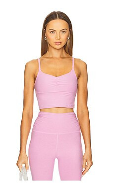 Beyond Yoga Spacedye Raise The Barre Shirred Cropped Tank Top in Pink Haze Heather from Revolve.c... | Revolve Clothing (Global)