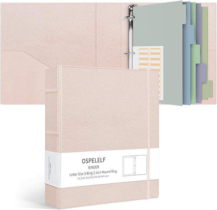 Ospelelf Vintage Hardcover 3 Ring 2 inch Leather Binder, Professional Binders Organizer Suitable ... | Amazon (US)