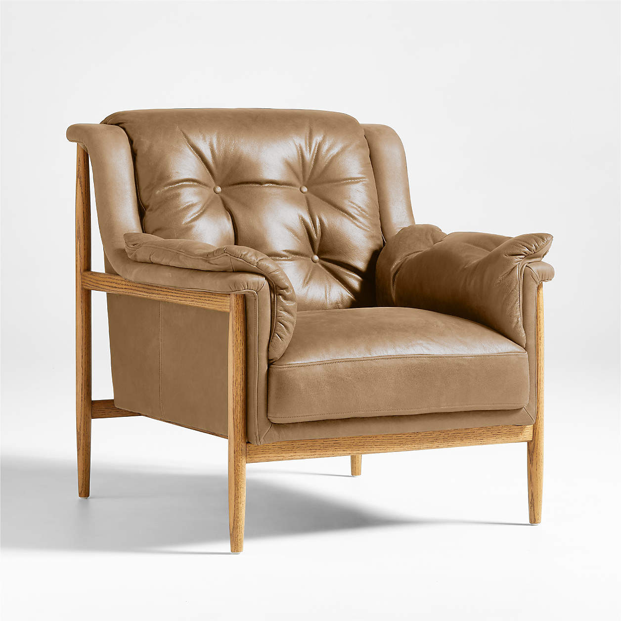 Cigar Wood and Leather Accent Chair + Reviews | Crate & Barrel | Crate & Barrel