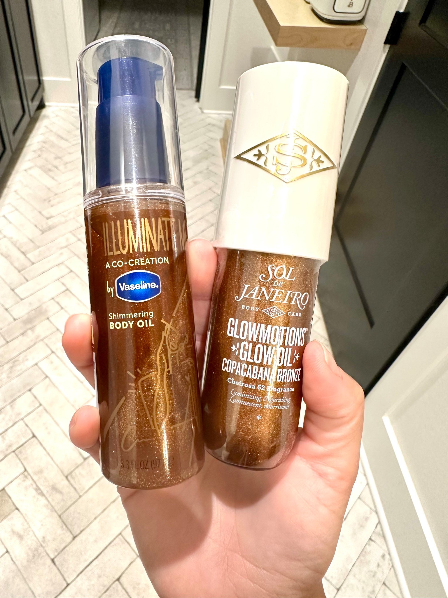 Battle of the body oils! Hands down the Sol de Janeiro is the winner for me because the smell is amazing and it dries down to just super soft silky skin with no oily feeling. I like the added bronzer. 

#LTKBeauty