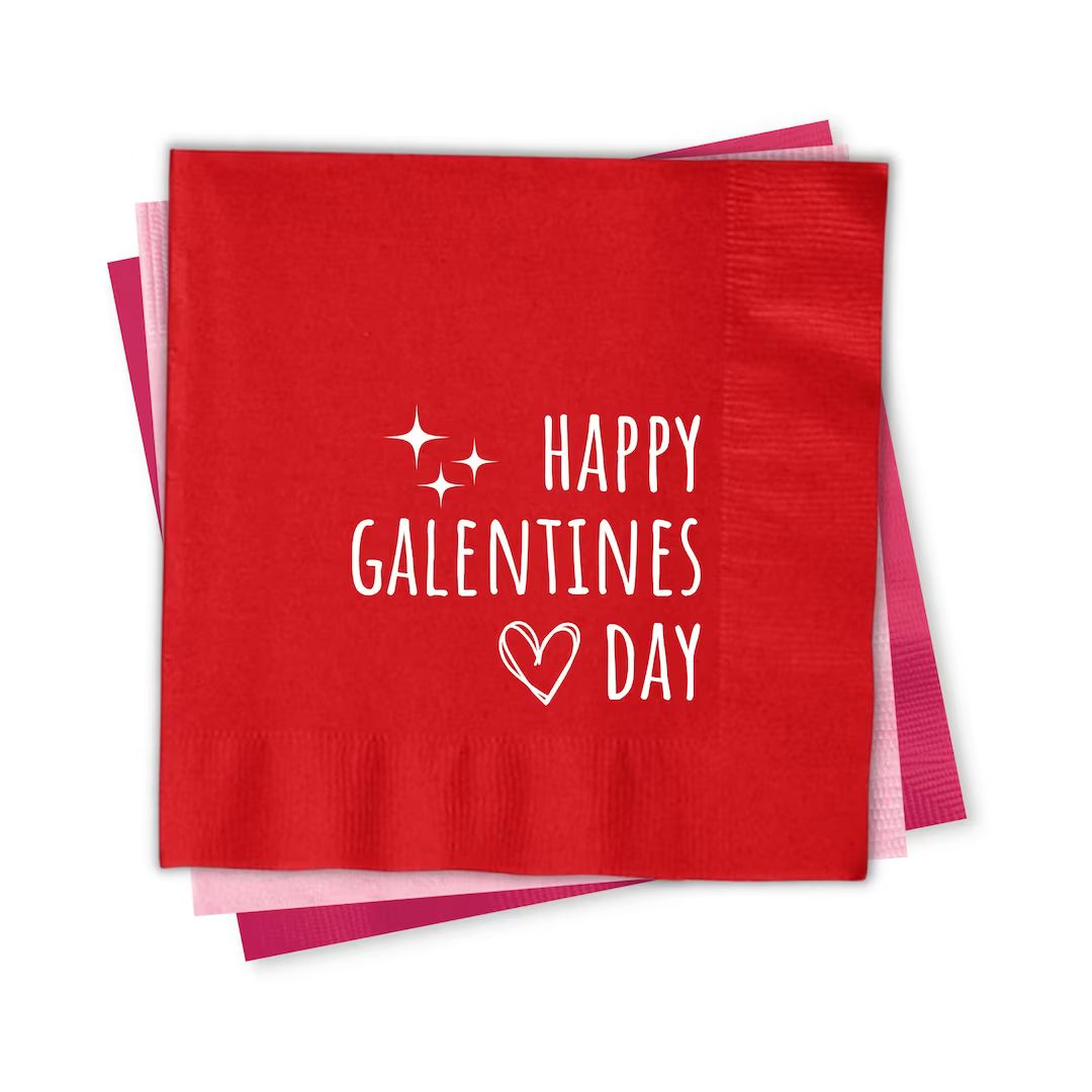 Galentines Day napkins, HAPPY GALENTINES DAY, Valentines Day Gift, Galentines Party, Beverage Nap... | Etsy (US)