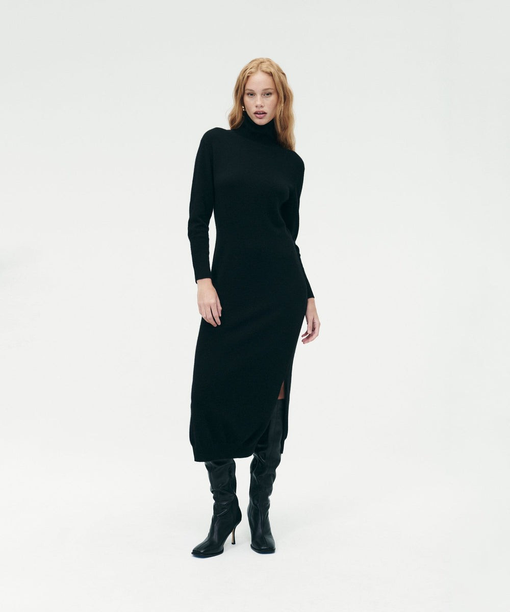 Cashmere Turtleneck Dress with Slits | NAADAM