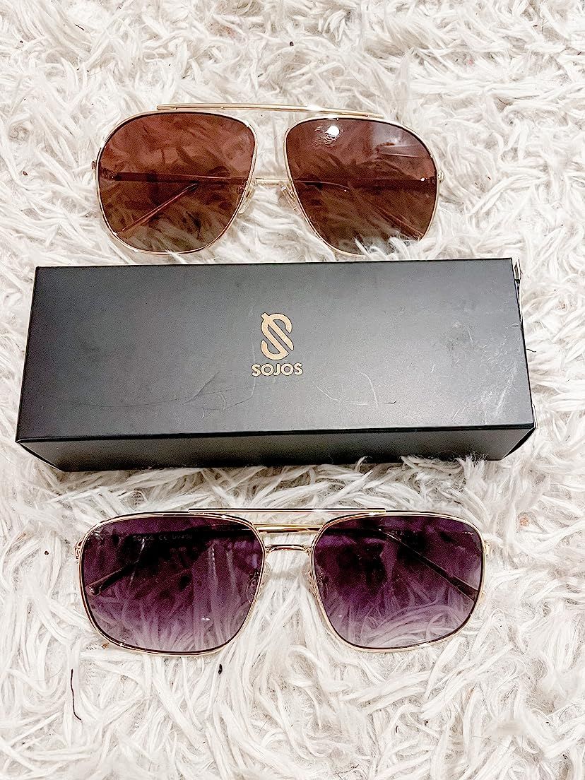 SOJOS Retro Oversized Square Polarized Aviator Sunglasses Womens Mens Classic Vintage Metal Sunni... | Amazon (US)
