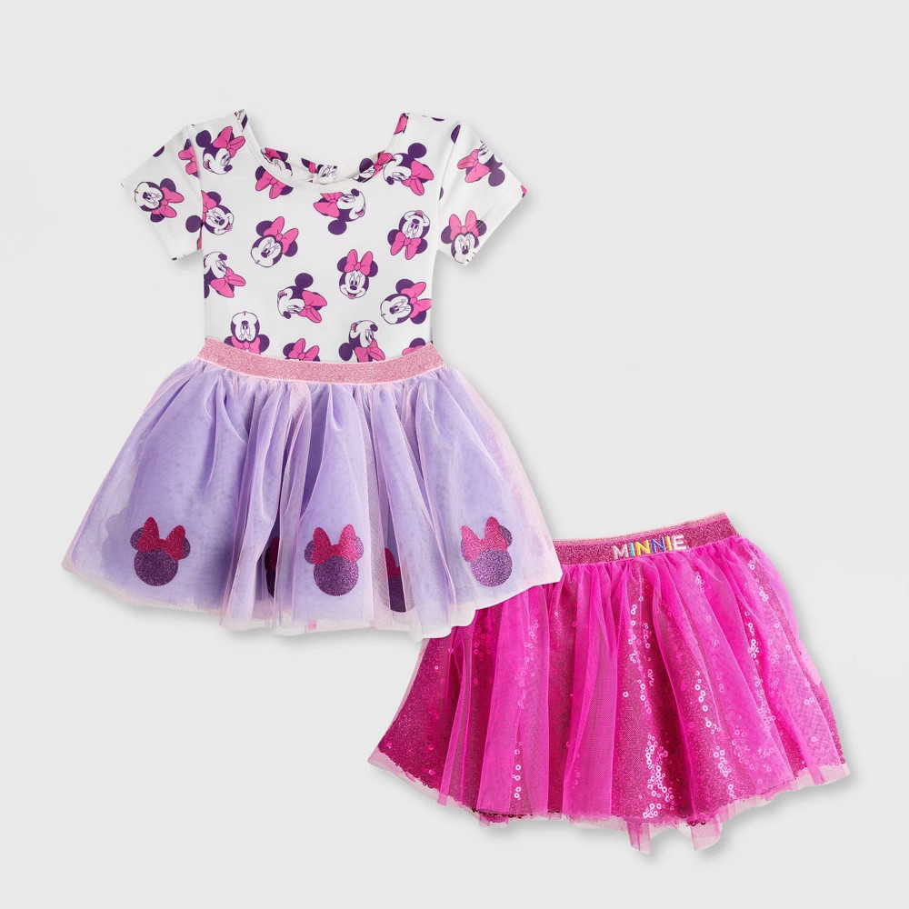 Girls Disney Minnie Mouse Leotard Set - White/Pink/Purple - Disney Store | Target