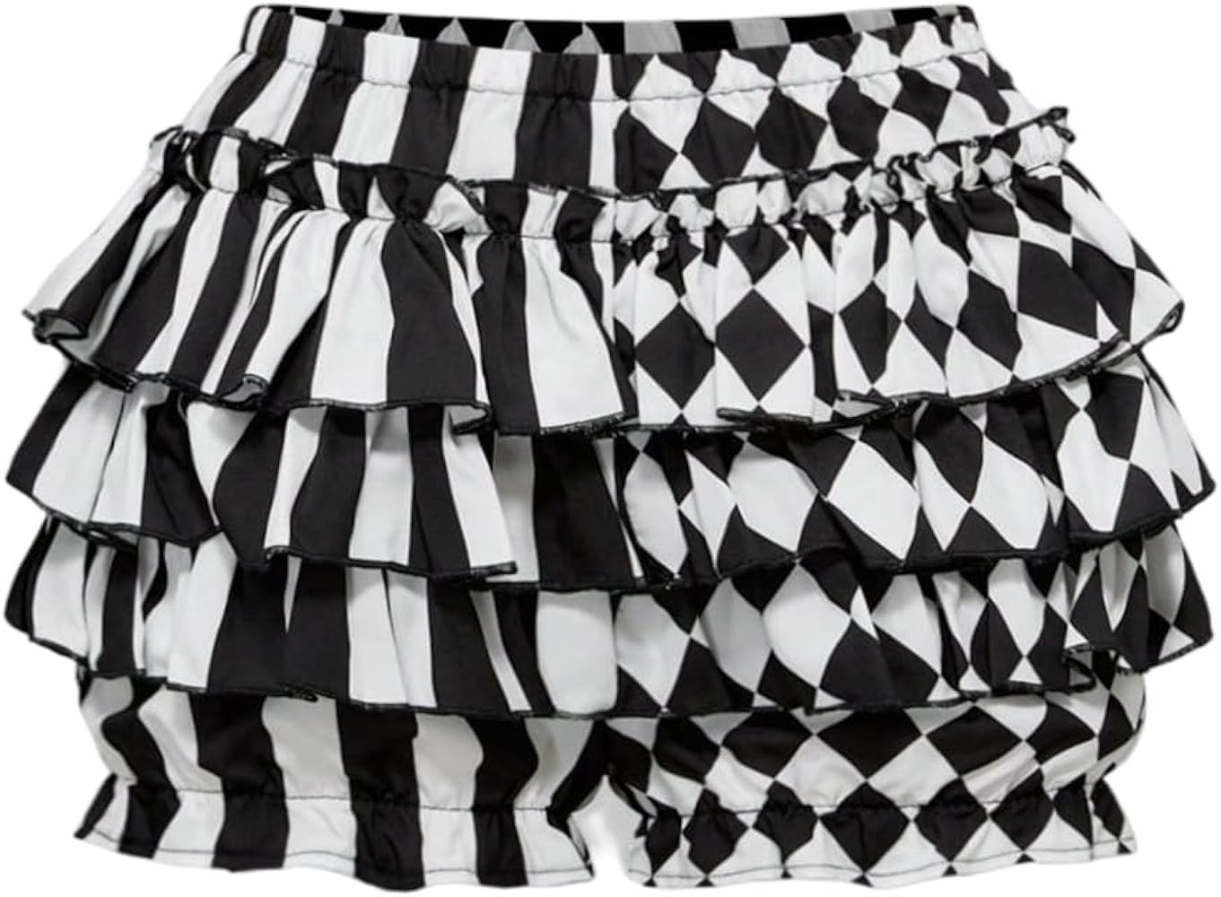 Verdusa Women's Gothic Layered Shorts Plaid Patchwork Low Waist Bottoms | Amazon (US)