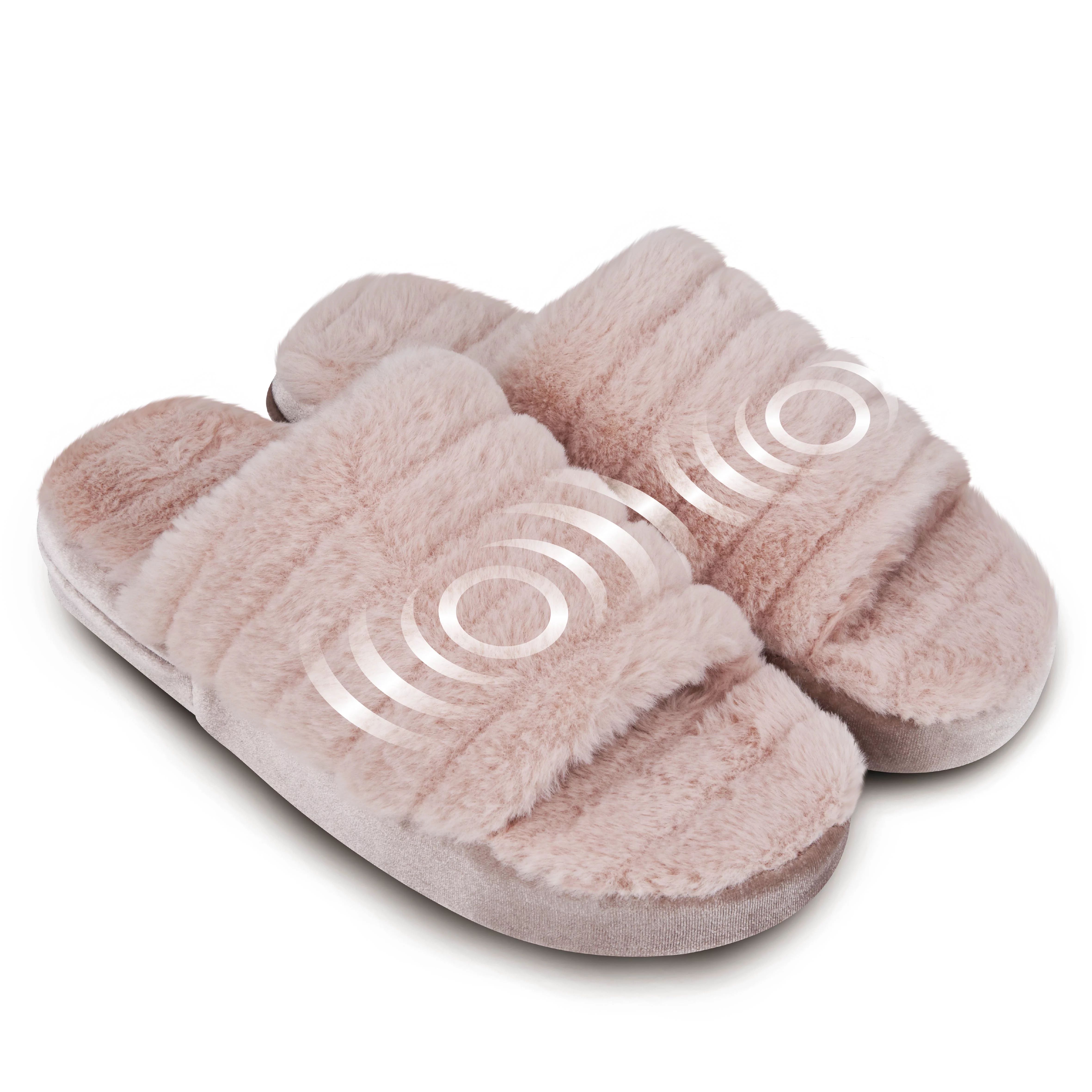 Health Touch Massaging Slippers,  Foot Care, Women's  Faux Fur Slide Slippers  House Shoes - Walm... | Walmart (US)