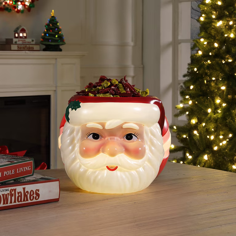 Mr. Christmas 12" Blow Mold Santa Candy Bowl, Red | Walmart (US)