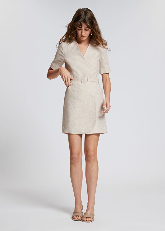 Tailored Linen Belted Mini Dress | & Other Stories US