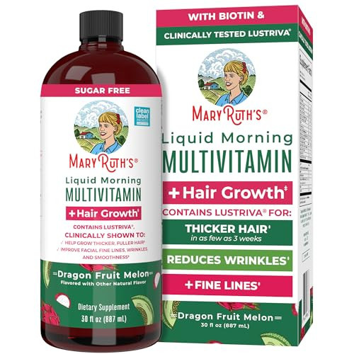 MaryRuth's Liquid Multivitamin+Hair Growth | Clinically Tested for Thicker Hair & Facial Wrinkles in Women | Biotin 10000mcg | Lustriva Hair Growth Supplement | Skin Care | Age 18+ | 30 Fl Oz | Amazon (US)