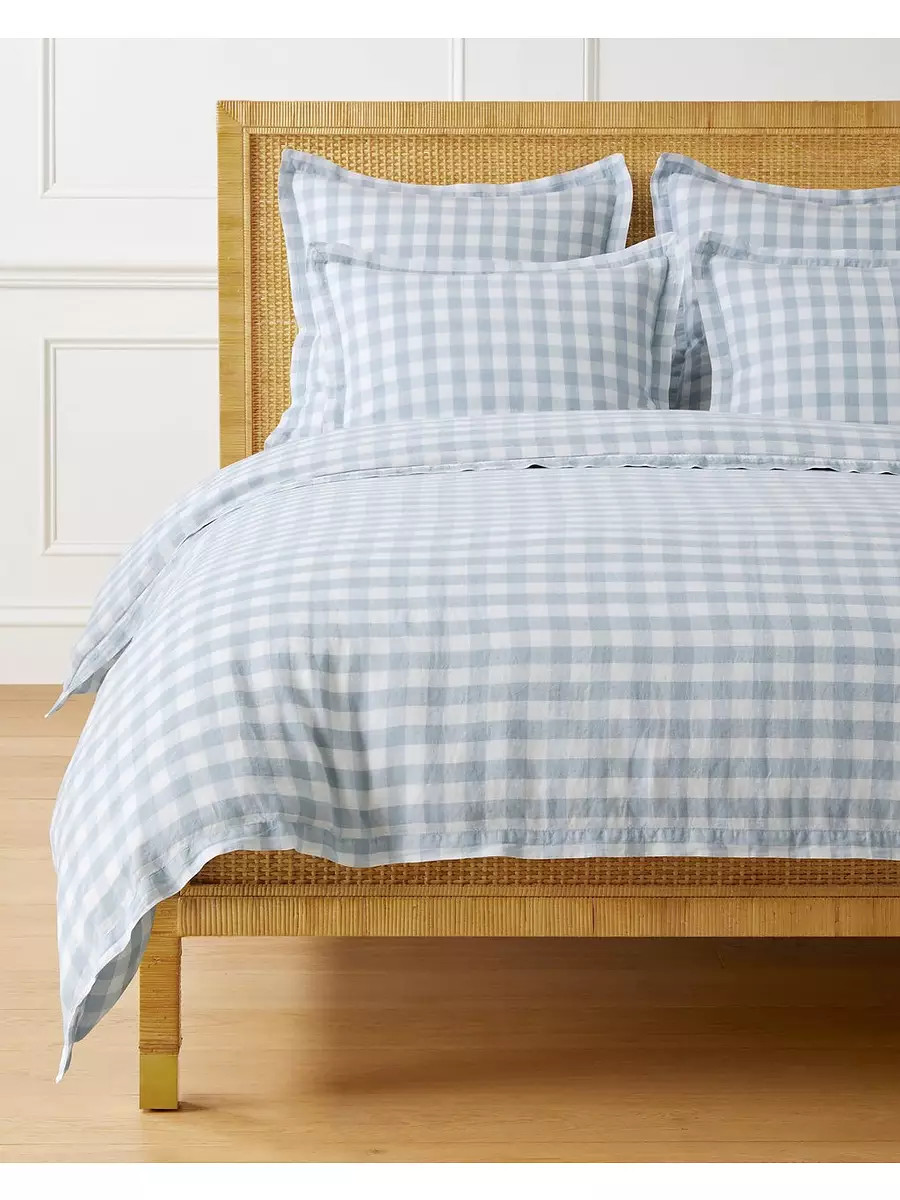 Hyannis Port Gingham Linen Duvet Cover | Serena and Lily